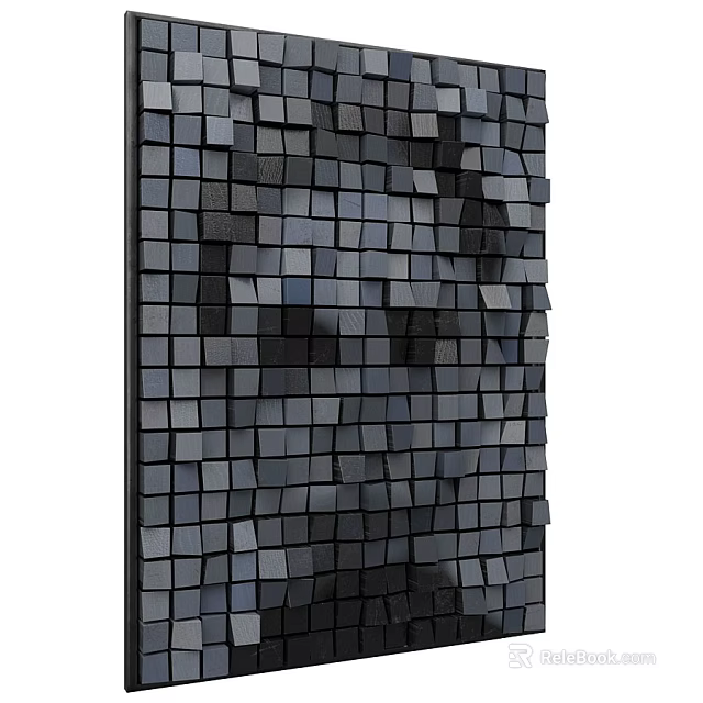 Modern 3D Photo Frame With Square Gray Black Cubes Mosaic Design 3d model 