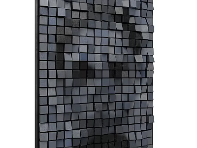 Modern 3D Photo Frame With Square Gray Black Cubes Mosaic Design 3d model