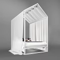 Children's White Canopy Bed with Modern Frame Curtains and Decorative Pillows