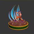 Anime Dragon Ball Character Figure With Orange Outfit Blue Energy Waves And Brown Base