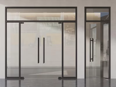 Modern Sliding Glass Doors With Black Frame And Double Panel For Interior Space 3d model
