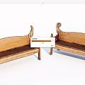 Classic Wooden Public Chairs with Curved Backrest and Ornate Armrests