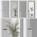 Modern Interior Hinged Doors Featuring Louvered Design And Glass Panel Details 3d model