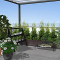 Modern Roof Garden Design With Glass Ceiling Green Plants Potted Arrangements And Seating Area