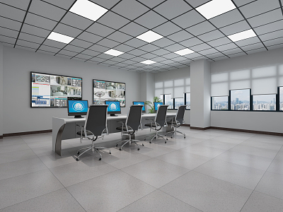 modern monitoring room 3d model