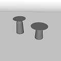 Two Simple Gray Round Tables With Cylindrical Bases And Minimalist Design 3d model