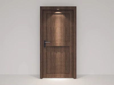Modern Brown Wooden Hinged Door With Simple Design And Natural Texture 3d model