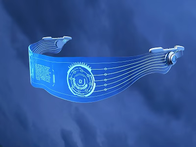 Smart Machine Headset With Blue Transparent Body Gear Lines And Futuristic Tech Elements 3d model