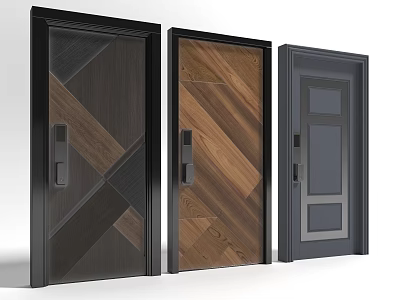 Contemporary Security Doors With Chevron Patterns Wood Grain And Panel Designs 3d model