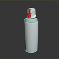 Household Spray Can With White Body Red Nozzle And Silver Top Design