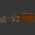 Rustic Interior With Wooden Desk Crates Bookshelf Chair Fabric And Documents