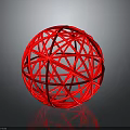 Red Illuminated Sphere With Interlaced Wireframe Structure On Black Background 3d model