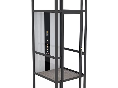 Modern Elevator Interior Design With Glass Doors Metal Frame And Control Panel 3d model