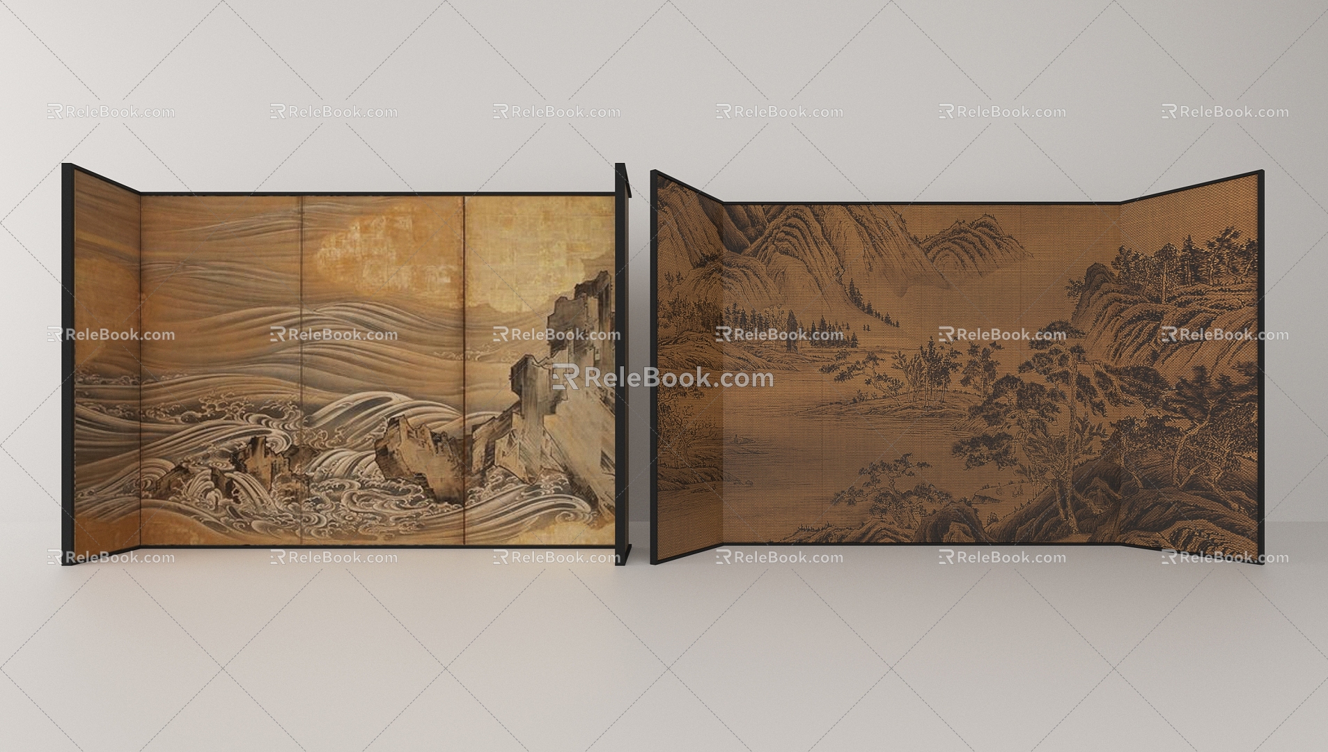 New Chinese Screen Screen Background Application Screen 3d model