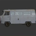 Old Rusty Van With Faded Paint And Worn Out Exterior Details