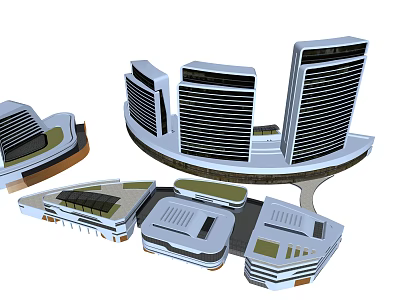 Modern Hotel Building With High Rise Towers Low Rise Structures Curved Design And Green Roofs 3d model