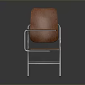 Modern Orange Leather Dining Chair With Metal Frame And Comfortable Armrest