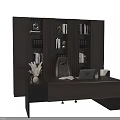 Modern Office Workspace With Wooden Desk Laptop Leather Chair Bookshelf And File Folders