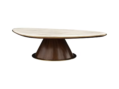 Modern Minimalist Dining Table With Oval Wooden Tabletop And Conical Base 3d model