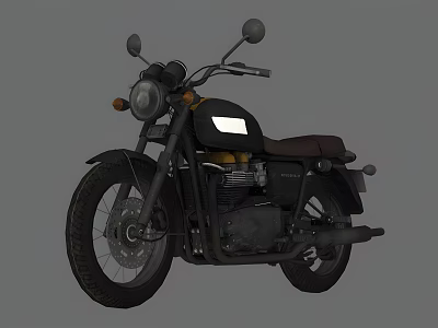 Vintage Black Motorcycle With Brown Seat And Round Headlight Classic Design 3d model