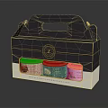Elegant Dark Gift Box With Handle Holding Assorted Preserve Jars And Decorative Logo 3d model