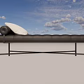 Modern Chaise Lounge With Dark Upholstery White Cushion And Black Metal Crossed Legs
