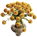 Two Grayish Brown Ceramic Vases With Decorative Small Yellow Flowers