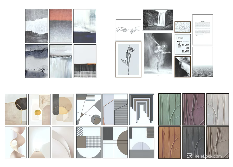 Modern Abstract Wall Art Prints With Geometric Shapes And Colorful Designs 3d model 
