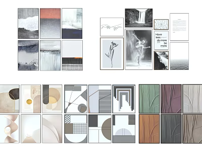 Modern Abstract Wall Art Prints With Geometric Shapes And Colorful Designs 3d model