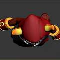 3D Fantasy Character Model With Red Hooded Outfit Yellow Horns Gray Hair And Purple Eyes