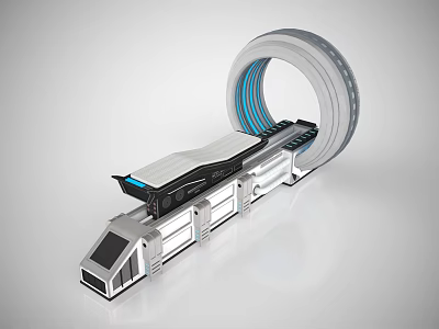 Advanced Medical Scanner With Circular Aperture Silver White Design And Blue Illumination For Patient Examination 3d model