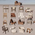 Modern Single Chairs With Various Styles And Colors For Home Interior 3d model
