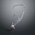 Silver Chain Flail Weapon With Spiked Metal Head And Brown Handle