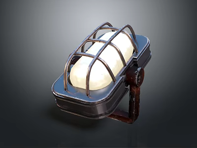 Industrial Vintage Pendant Light with Cage Metal Frame and Milky Glass Shade 3d model