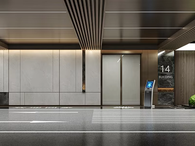 Luxury Modern Office Building Parking Lobby With Smooth Glossy Floor And Smart Access Control System 3d model