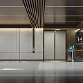 Luxury Modern Office Building Parking Lobby With Smooth Glossy Floor And Smart Access Control System