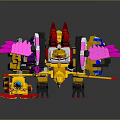 Vibrant Transformer Action Figure With Yellow Red Purple Wings And Weapons