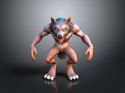 Ferocious Werewolf Game Movie Character With Yellow Eyes And Sharp Teeth 3d model Ferocious Werewolf Game Movie Character With Yellow Eyes And Sharp Teeth 3d model
