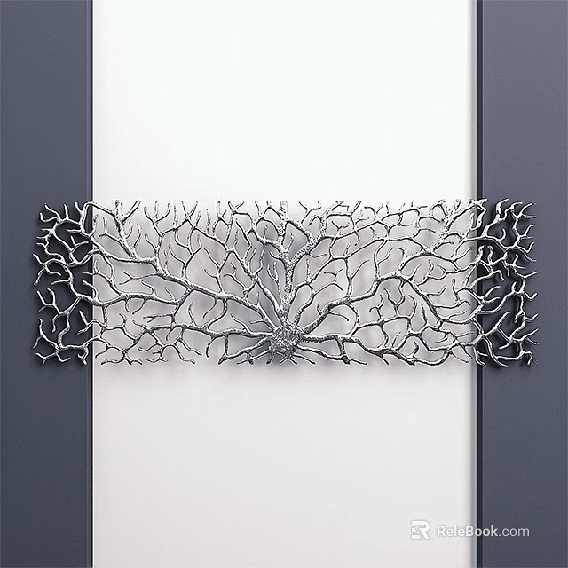 Modern Silver Metal Wall Decor With Branch Coral Texture For White Wall 3d model 