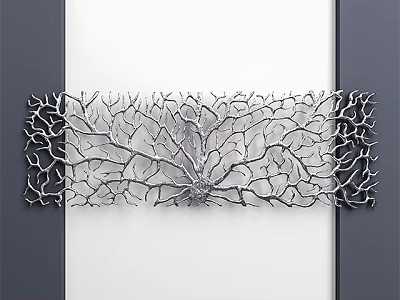 Modern Silver Metal Wall Decor With Branch Coral Texture For White Wall 3d model