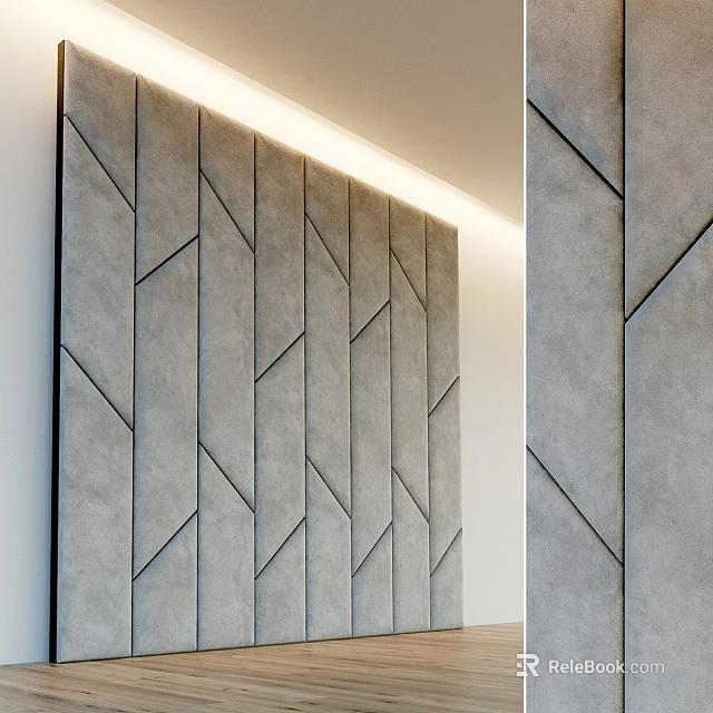 Modern Gray Wall Interior With Geometric Pattern Design And Stone like Texture 3d model