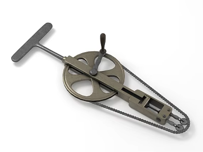 Industrial Equipment With T Shaped Handle Circular Wheel And Metal Chain Structure 3d model