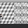 Professional Man Interacting With Large Modular Display Screen Showing Geometric Patterns 3d model