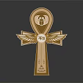 Egyptian Style Wall Decor With Ankh Symbol Scarab And Winged Design