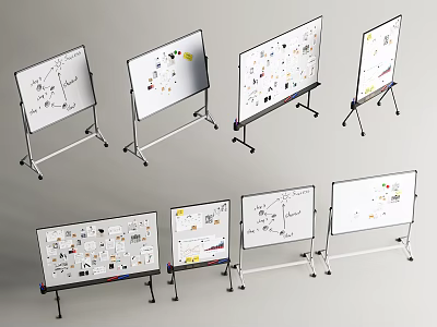 Standing Whiteboards with Charts Notes and Diagrams for Office Presentations and Meetings 3d model