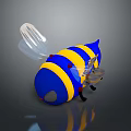 Cute Cartoon Bee Stuffed Toy With Blue Yellow Stripes And Transparent Wings