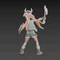 Woman With Horned Helmet Holding Axe And Shield Red Hair Shorts And Boots