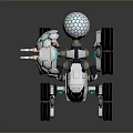 White Sci Fi Robotic Explorer With Sensor Antenna And Spherical Mechanical Creature