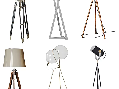 Stylish Floor Lamps With Tripod X Shaped Stands And Modern Designs 3d model