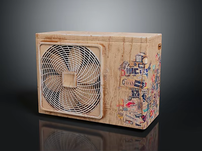 Wooden Air Cooler Fan With Colorful Decorative Artwork And Unique Exterior Design 3d model